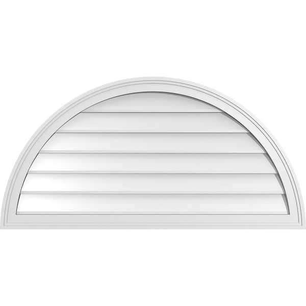 Ekena Millwork 42 in. x 21 in. Half Round Surface Mount PVC Gable Vent: Decorative with Brickmould Frame