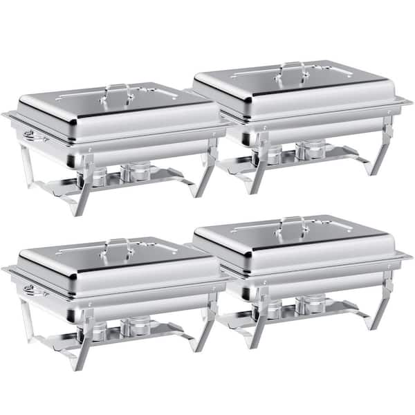 Anqtovp Chafing Dish Buffet Set 8 qt. Silver Stainless Steel Food Warmer with Lid Holder Easy Clean for Events Catering