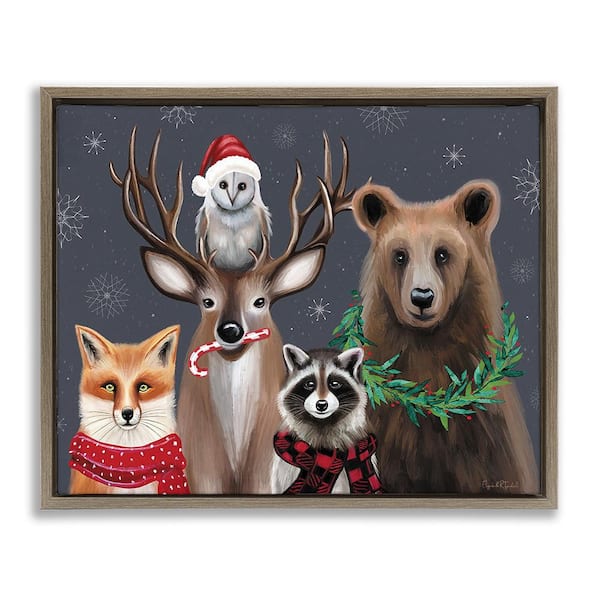 Stupell Industries Winter Woodland Animals by Elizabeth Tyndall 1 Piece Floater Frame Graphic Print Animal Poster Art Print 21 in. x 17 in.