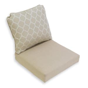 24 in. x 22 in. Outdoor Deep Seating Chair Cushion in Toffee Trellis
