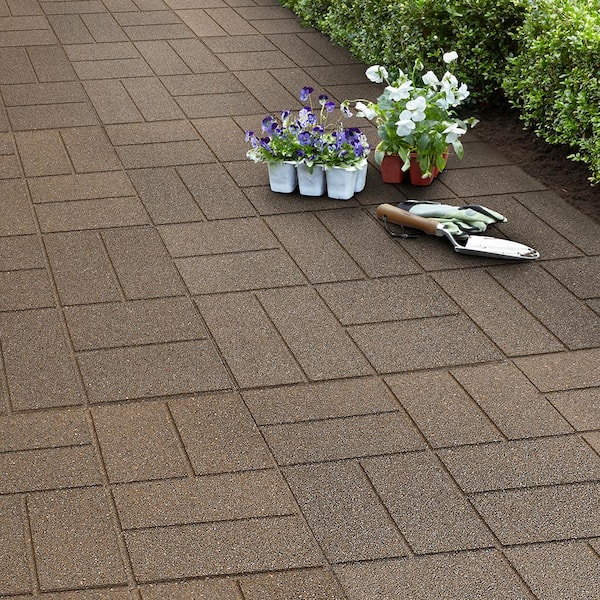 aardolie Marine inval Envirotile Reversible 16 in. x 16 in. x 0.75 in. Earth Brick Face/Flat  Profile Rubber Paver MT5001607CM - The Home Depot