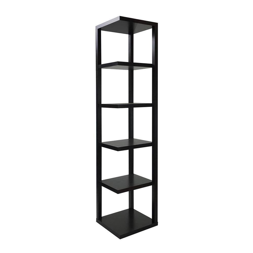 Acme Furniture 73 In. Cappuccino Wood 5-shelf Corner Bookcase 92090 ...