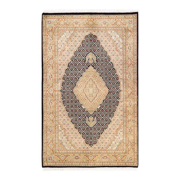 Mogul Black 5 ft. x 8 ft. Oriental Wool Indoor Area Rug