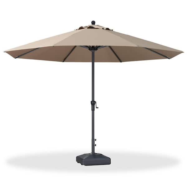 PURPLE LEAF 11 ft. Octagon Patio Umbrella Outdoor Table Umbrella Aluminum Frame Market Umbrella with 8-Sturdy Ribs, Taupe