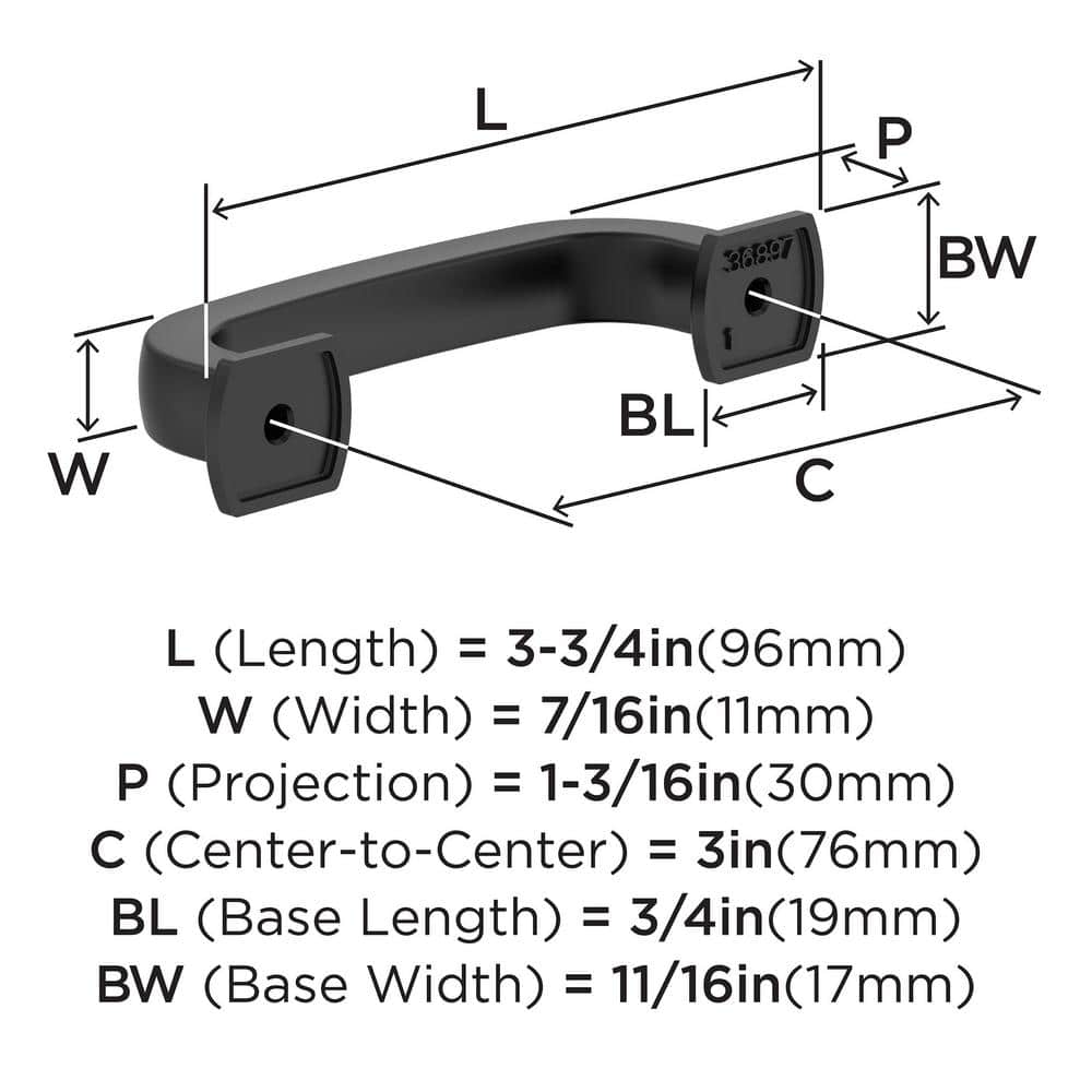 Matte Black 3" Modern Cabinet Drawer Pull