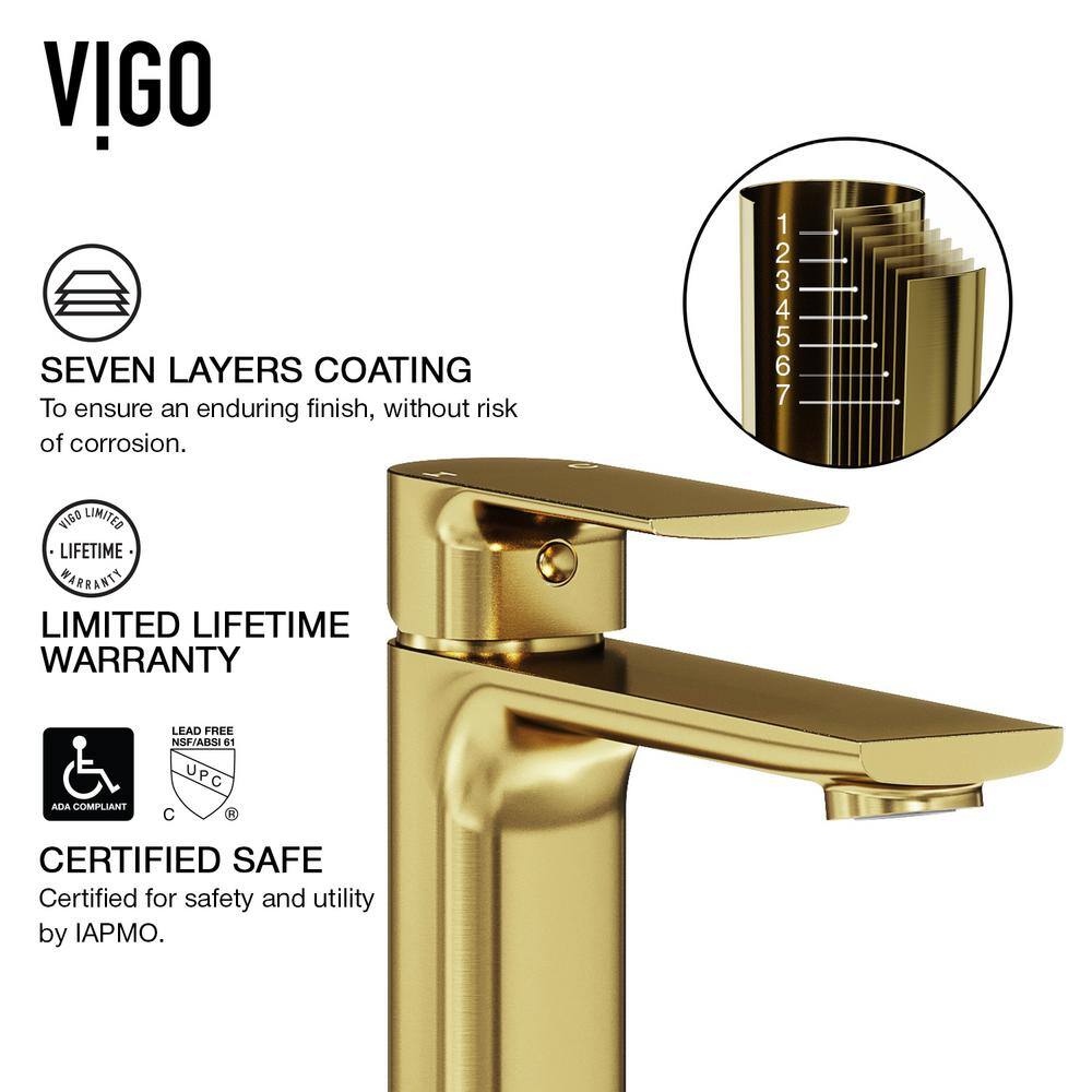 Copper Glass Rectangular Vessel Sink with Matte Gold Faucet