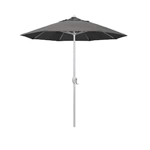 7.5 ft. Matted White Aluminum Market Patio Umbrella Auto Tilt in Charcoal Sunbrella
