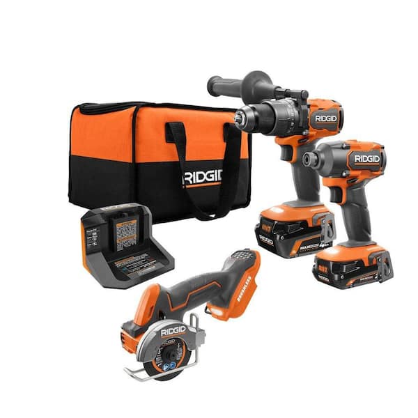 18V Brushless Cordless 2-Tool Combo Kit w/ Hammer Drill, Impact Driver, Saw, Batteries, Charger, & Bag