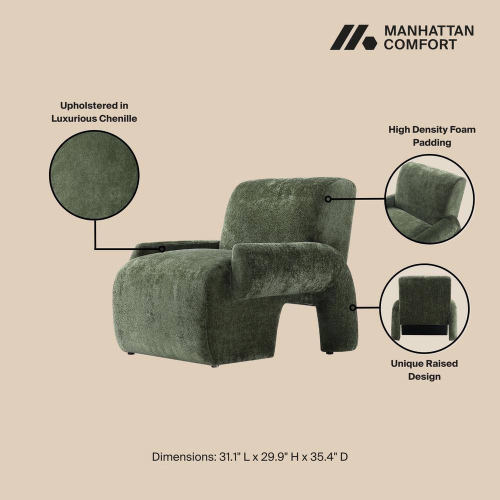 Olive Green Chenille 3-Piece Sofa and Accent Chairs Set