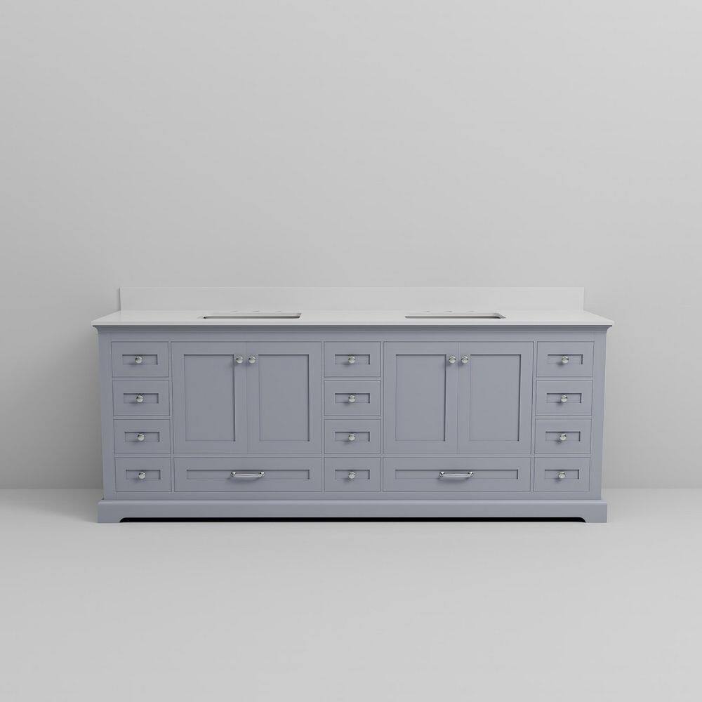 Lexora 84" Dark Grey Double Vanity with White Quartz Top