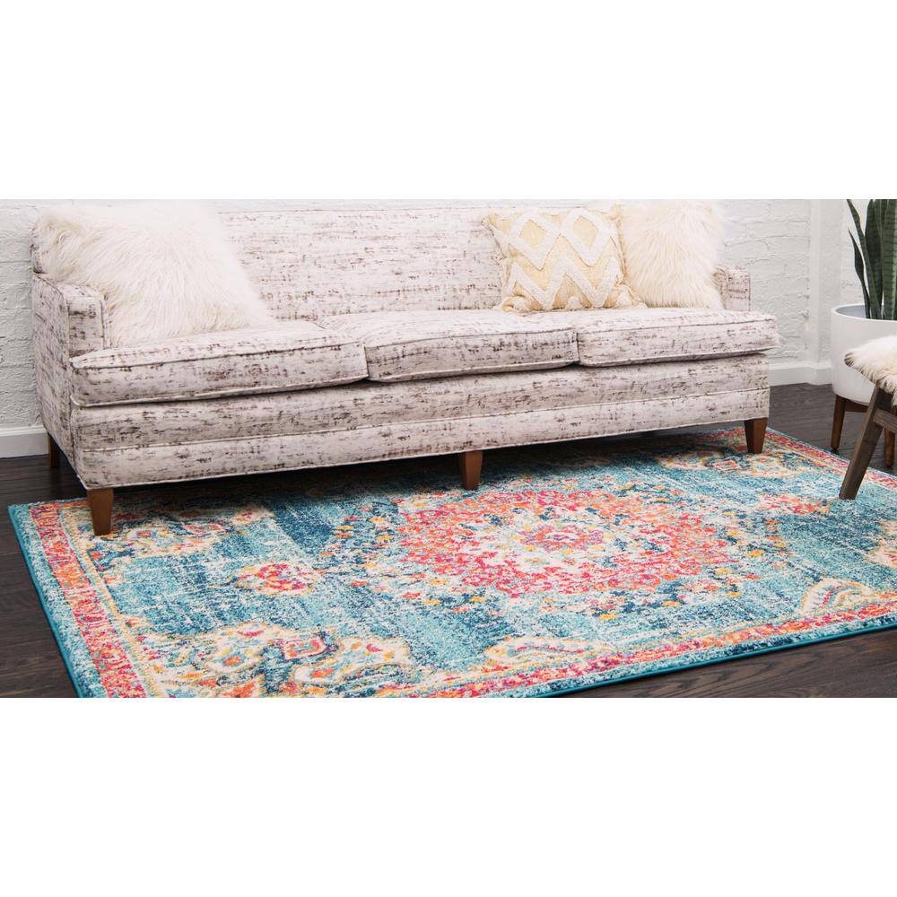 Madeline Square Blue Medallion 8x8 Synthetic Rug