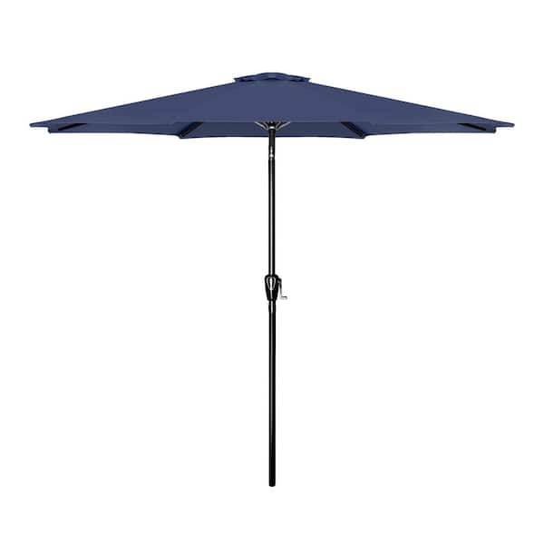Zeus & Ruta 9 ft. Market Patio Umbrella Outdoor Table Market Yard Umbrella in Dark Blue for Garden, Porch, Backyard, Poolside