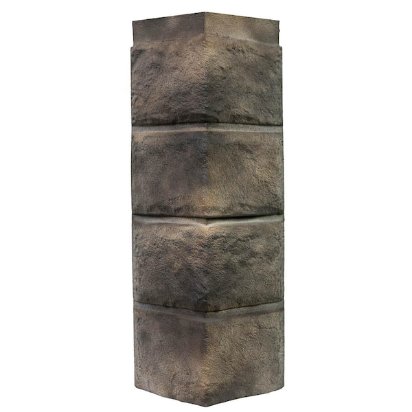 Stone PHC 6 in. W x 18.5 in. L Shadow Gray Faux Stone Column Wrap Siding