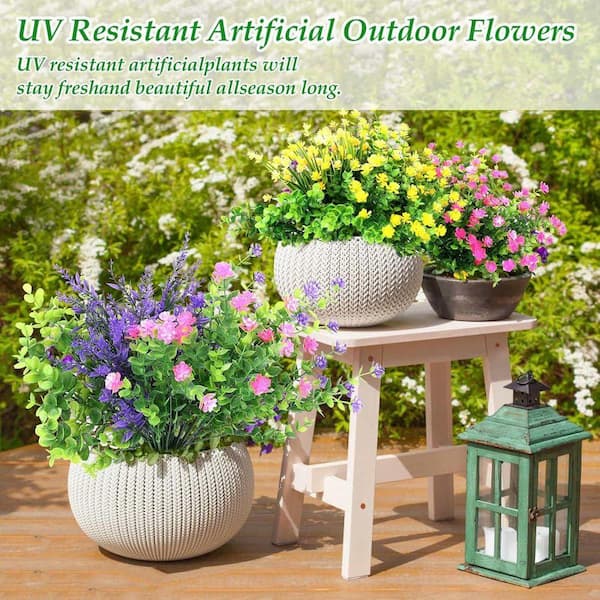 Unbranded 20 Bundles 14 in. H Multi-Colored Outdoor Faux Plants Faux Bushes  Plastic Artificial Flowers, Outside Hanging Decor AV7ZQB83