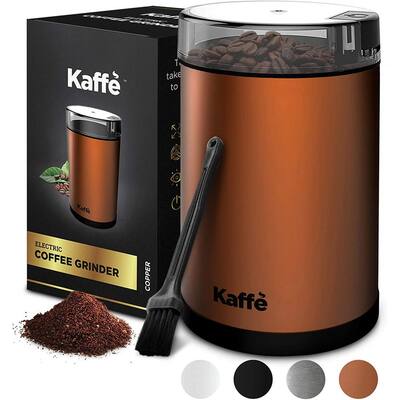 Electric Coffee Grinder - Copper - 3 oz. Capacity with Easy On/Off Button Cleaning Brush Included