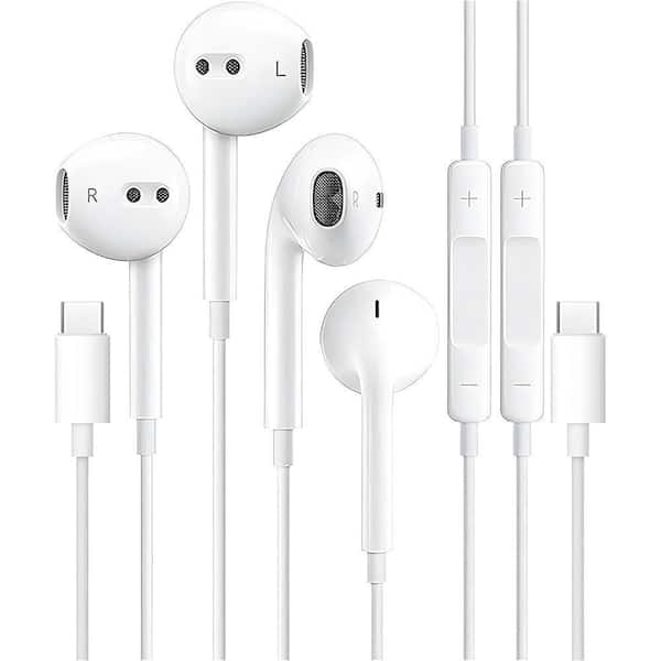 2 Packs White USB C Wired in-Ear Headphones