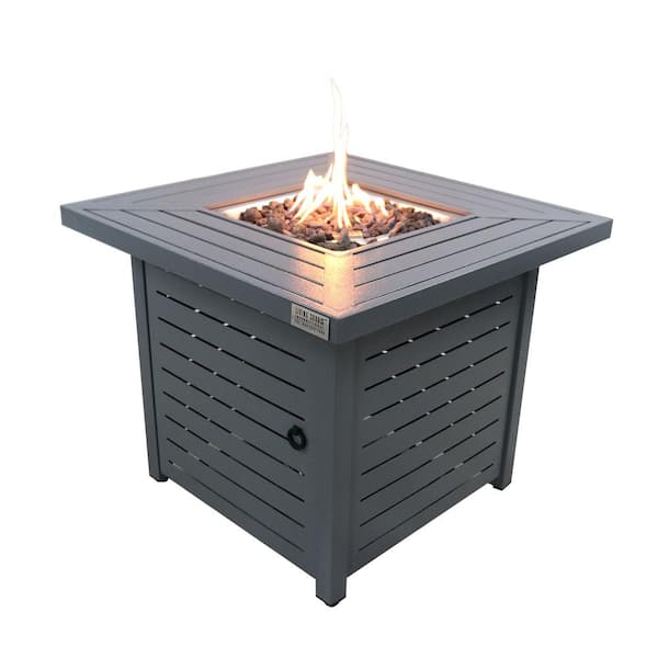 SIMPLE RELAX Steel Propane Natural Gas Fire Pit Table in Grey