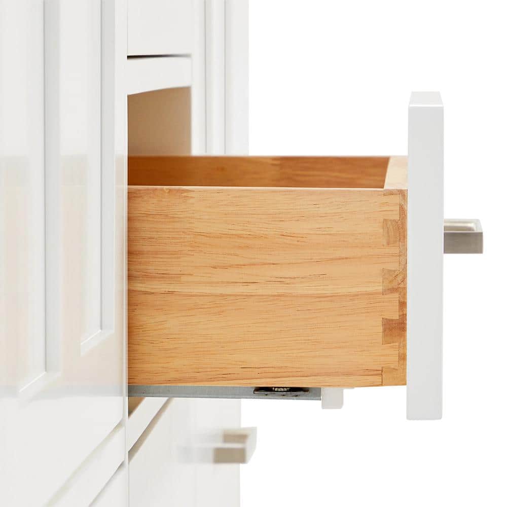 Cambridge 66" White Double Freestanding Vanity Cabinet with Brushed Nickel Hardware