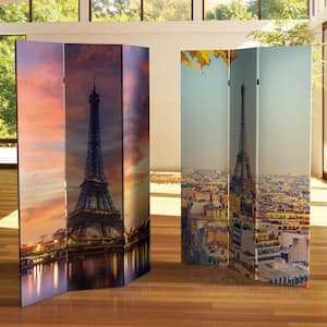 Eiffel Tower 6 ft. Printed 3-Panel Room Divider