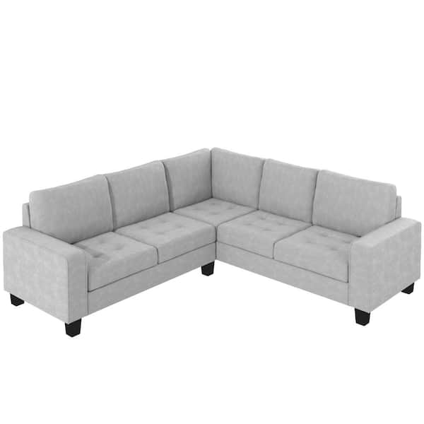 GODEER 109 in. W 4-Piece Polyester Sectional 3-Seaters Sofa with Reversible  Chaise, Storage Ottoman, 2-Small Pillows in Gray W487S00040LXL - The Home  Depot