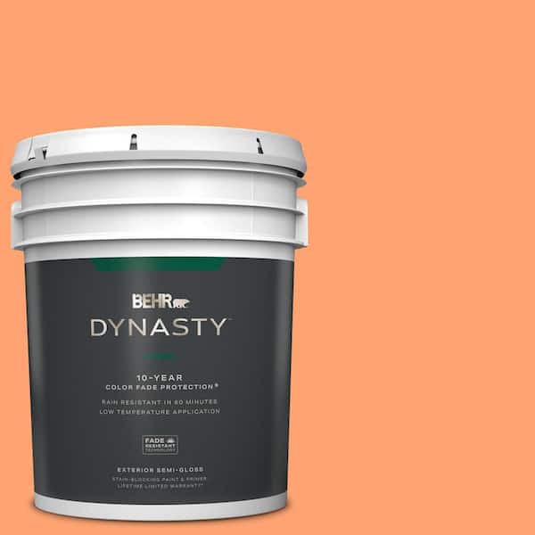 BEHR DYNASTY 5 gal. #P210-5 Cheerful Tangerine Semi-Gloss Enamel Exterior Stain-Blocking Paint & Primer