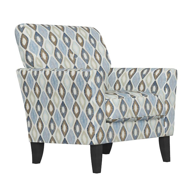 Handy Living Travix Flared Arm Chair in Blue Modern Diamond Print