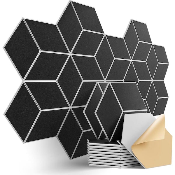 12-Pack Self-Adhesive Acoustic Panels 0.4" x 10" x 12" High-Density, Flame-Resistant Soundproof Foam