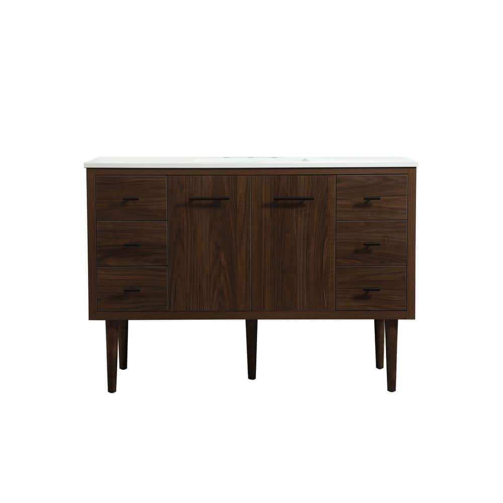 Simply Living 48 in. W x 22 in. D x 33.5 in. H Bath Vanity in Walnut with I