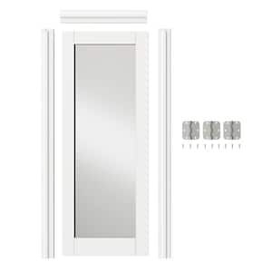 30in. x 80in. 1-Lite Mirrored Glass Single Prehung Interior Door Right-Handed MDF White with Door Jamb and Hareware Kit