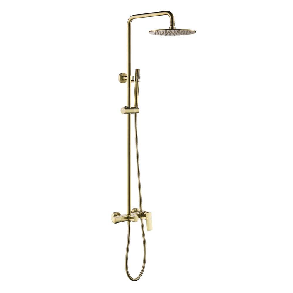 Brushed Gold Adjustable Rain Shower System with Handheld
