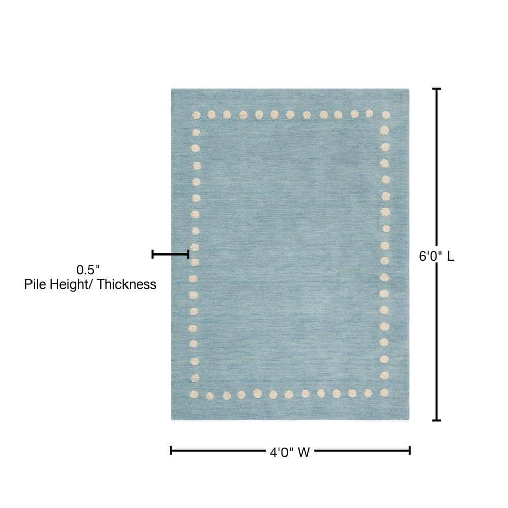 Lushly Soft Hand-Tufted Blue/Ivory Wool Kids 4' x 6' Area Rug