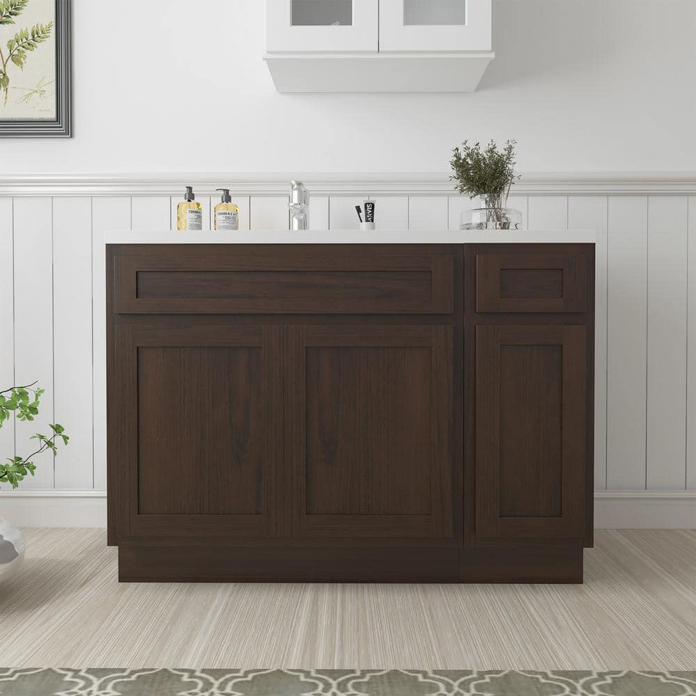51 in. W x 21 in. D x 32.5 in. H Bath Vanity Cabinet without Top in Brown (Unassembled) price history on PriceWatchPro