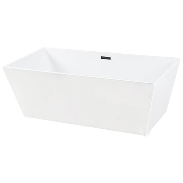 Aqua Eden Melanie 67 in. Acrylic Flatbottom Freestanding Bathtub in White