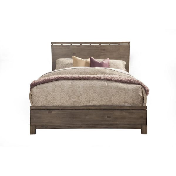 HomeRoots Gray Wood Frame King Panel Bed