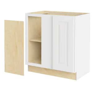 Grayson Pacific White Plywood Shaker Assembled Blind Corner Kitchen Cabinet Soft Close L 30 in W x 24 in D x 34.5 in H