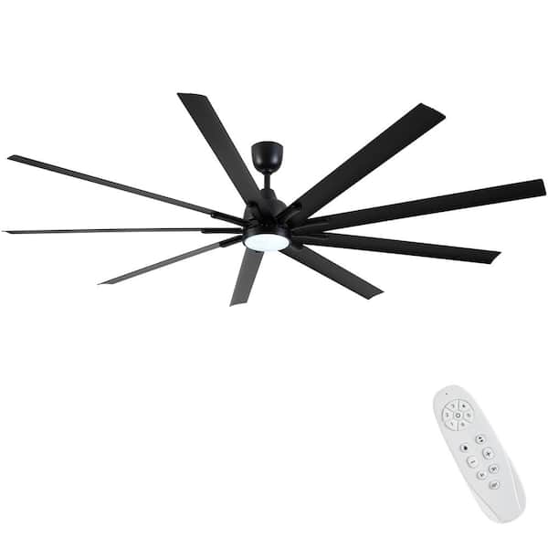 Mordern Farmhouse 84 in. Indoor Black Intergrated LED Lighting Ceiling Fan with Remote Control and 9 Aluminium Blade