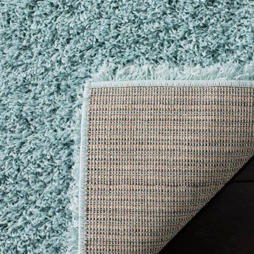 Handmade Light Blue Synthetic Shag Square Area Rug