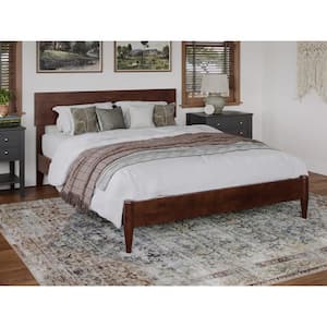 Aria Walnut Brown Solid Wood Frame Full Modern Low Profile Platform Bed