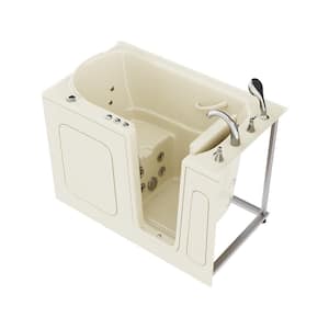 HD Series 54 in. Right Drain Quick Fill Walk-In Whirlpool Bath Tub with Powered Fast Drain in Biscuit