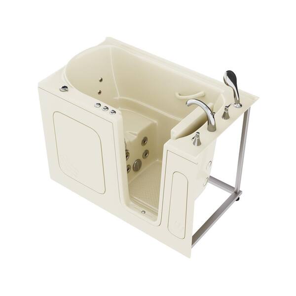 Universal Tubs HD Series 54 in. Right Drain Quick Fill Walk-In Whirlpool Bath Tub with Powered Fast Drain in Biscuit