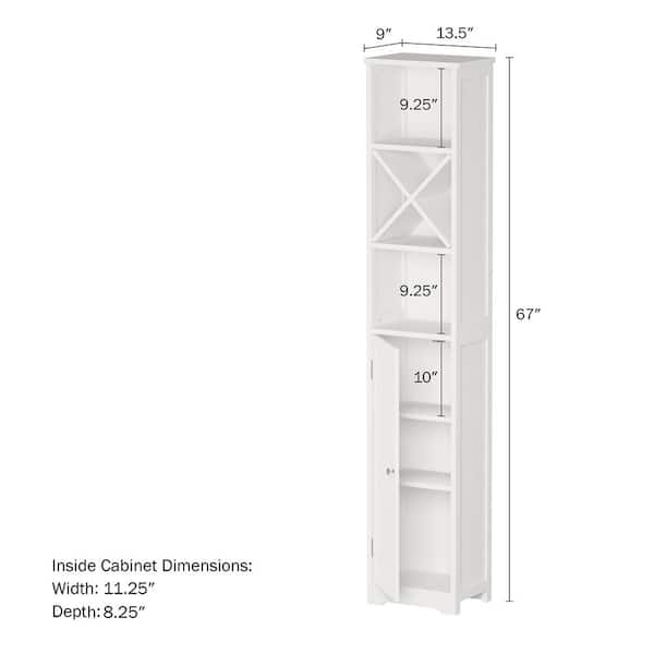 13 5 In W X 9 D 67 H Bathroom Linen Cabinet White 832810mdx - Bathroom Linen Cabinet Sizes