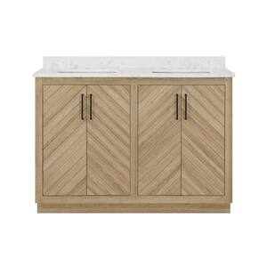 Huckleberry 48 in. W x 19 in. D x 34.5 in. H Double Sink Bath Vanity in Weathered Tan with White Cultured Marble Top