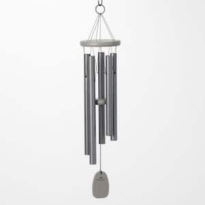 Signature Collection Chimes of Bali 25 in. Silver World Music Outdoor Patio Home Garden Decor BWAS