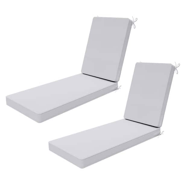 UPHA 26 in. x 80 in. Outdoor Chair Cushion for Patio Chaise Lounge, Water Resistant Patio Cushion Set in Light Gray (2-Pack)