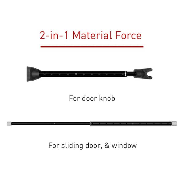 Securityman 2-in-1 Adjustable Door Knob Jammer & Sliding Patio Door Security Bar - Constructed of High Grade Iron (Black)