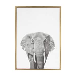 33 in. x 23 in. "Elephant Portrait" by Tai Prints Framed Canvas Wall Art