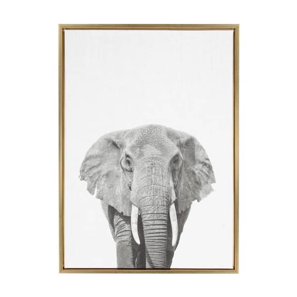 Kate and Laurel 33 in. x 23 in. "Elephant Portrait" by Tai Prints Framed Canvas Wall Art