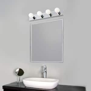 Contemporary 4-Light Indoor Vanity Light Dimmable for Bathroom Bedroom Vanity Makeup, Polished Chrome