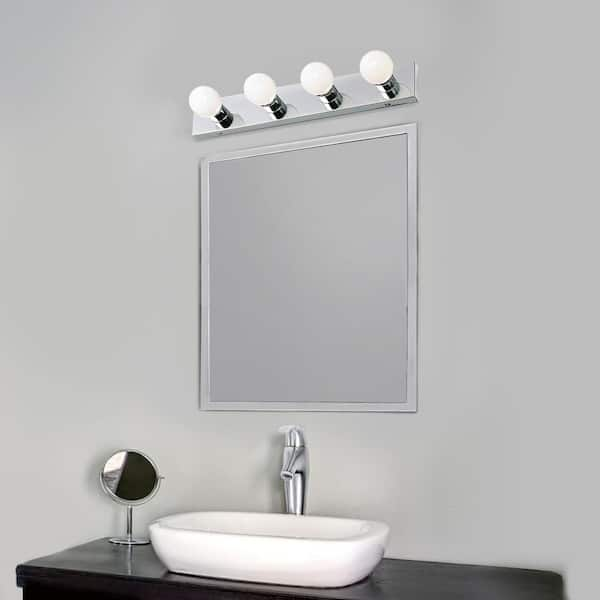 Contemporary 4-Light Indoor Vanity Light Dimmable for Bathroom Bedroom Vanity Makeup, Polished Chrome