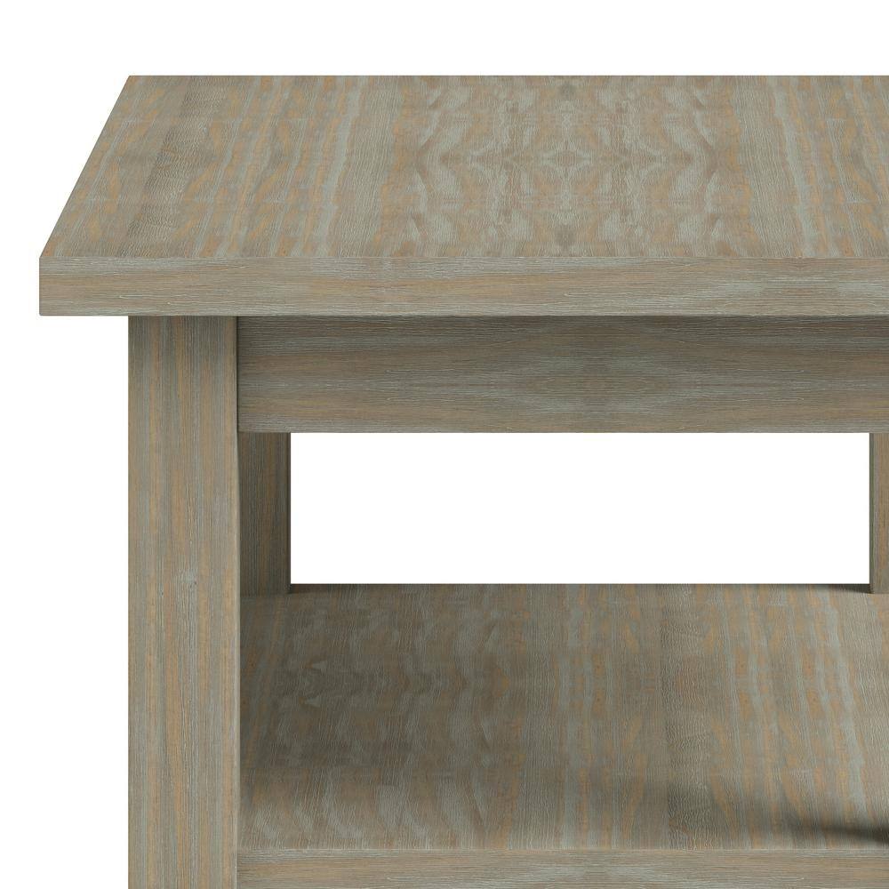 Distressed Gray Solid Wood End Table with Storage